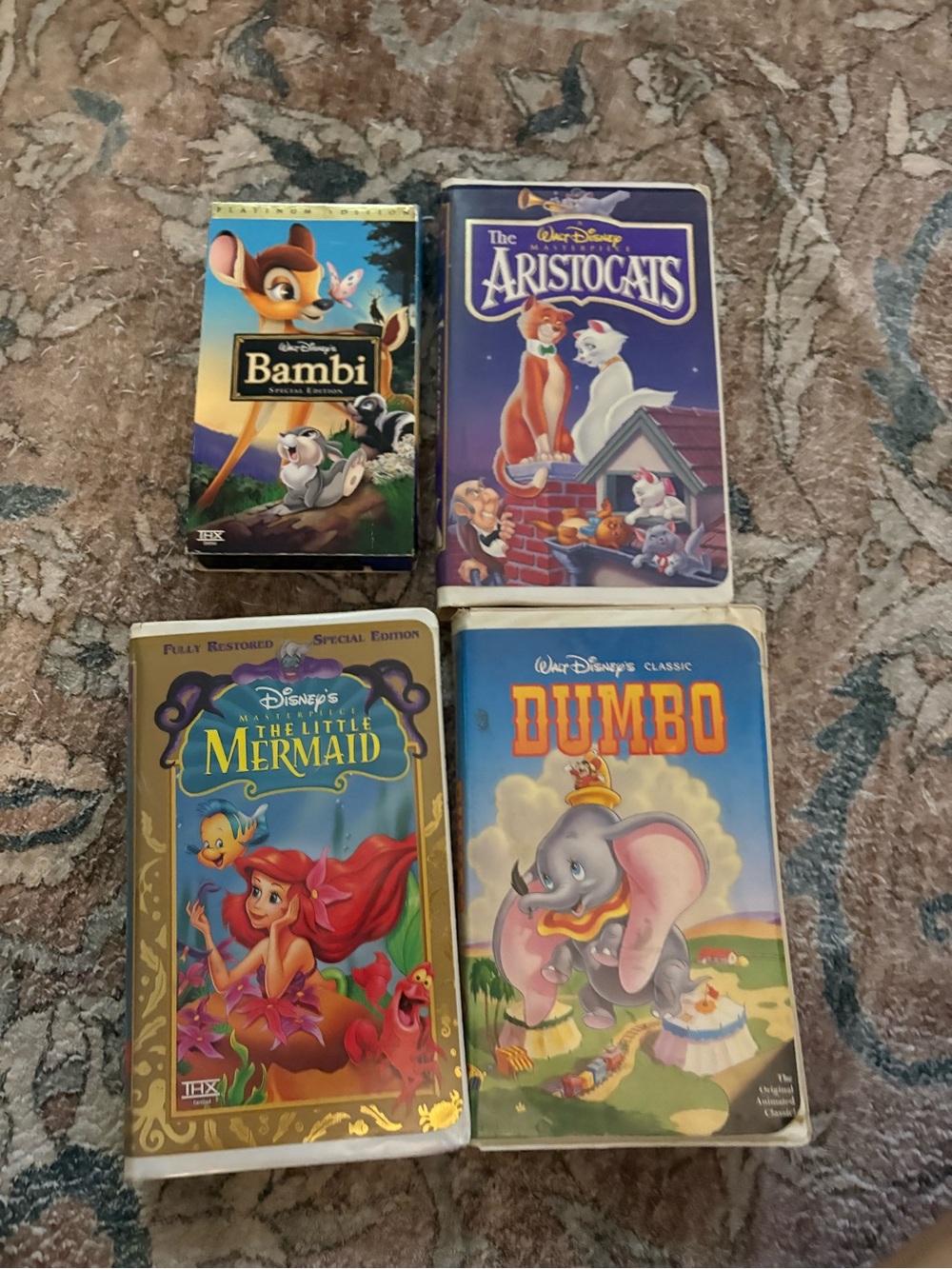 Disney VHS Movie Bundle Little Mermaid Bambi Dumbo Aristocats